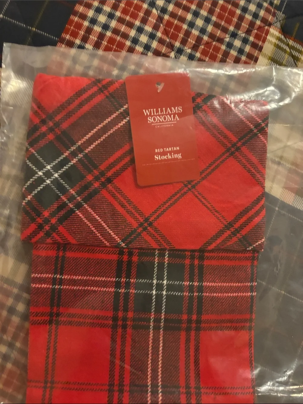 Williams Sonoma Red and Black Plaid Holiday Stocking